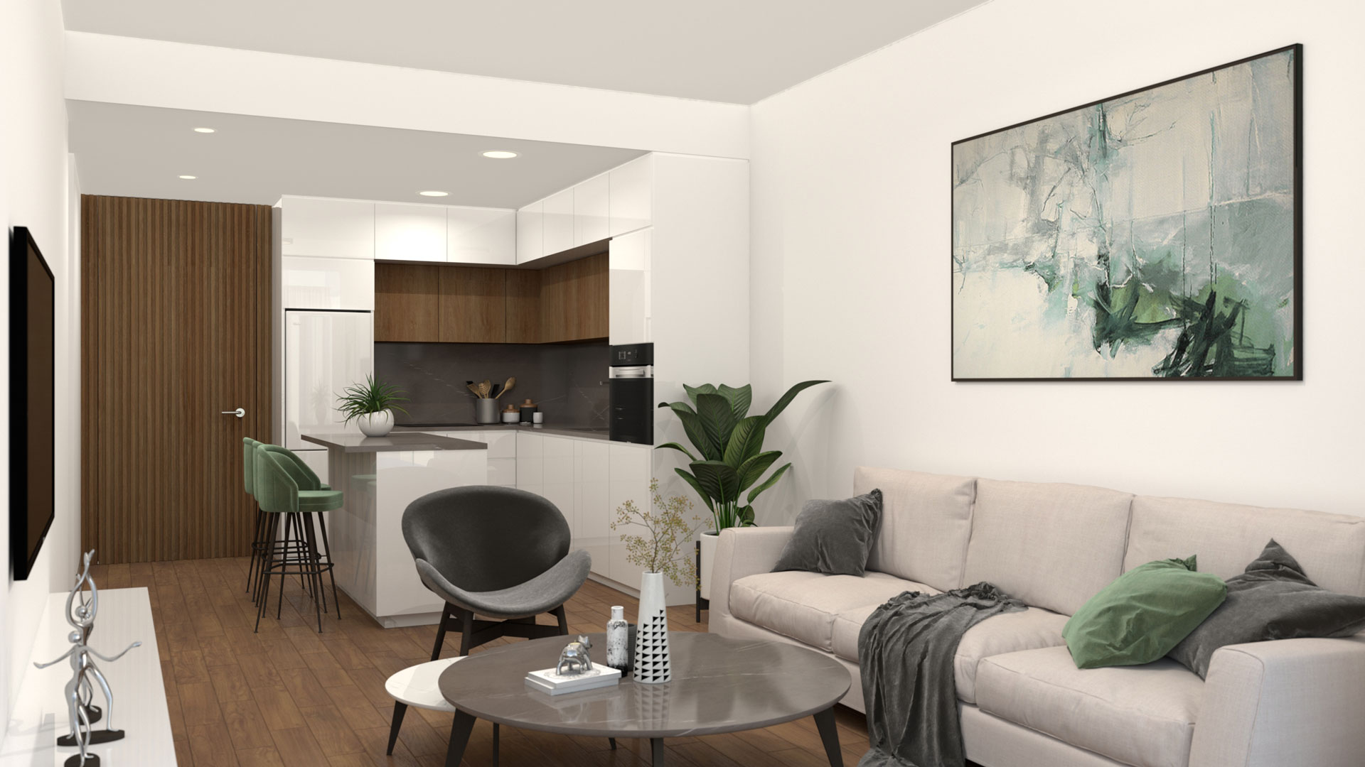 CGIs of typical one bedroom Apartment of Melrose Place