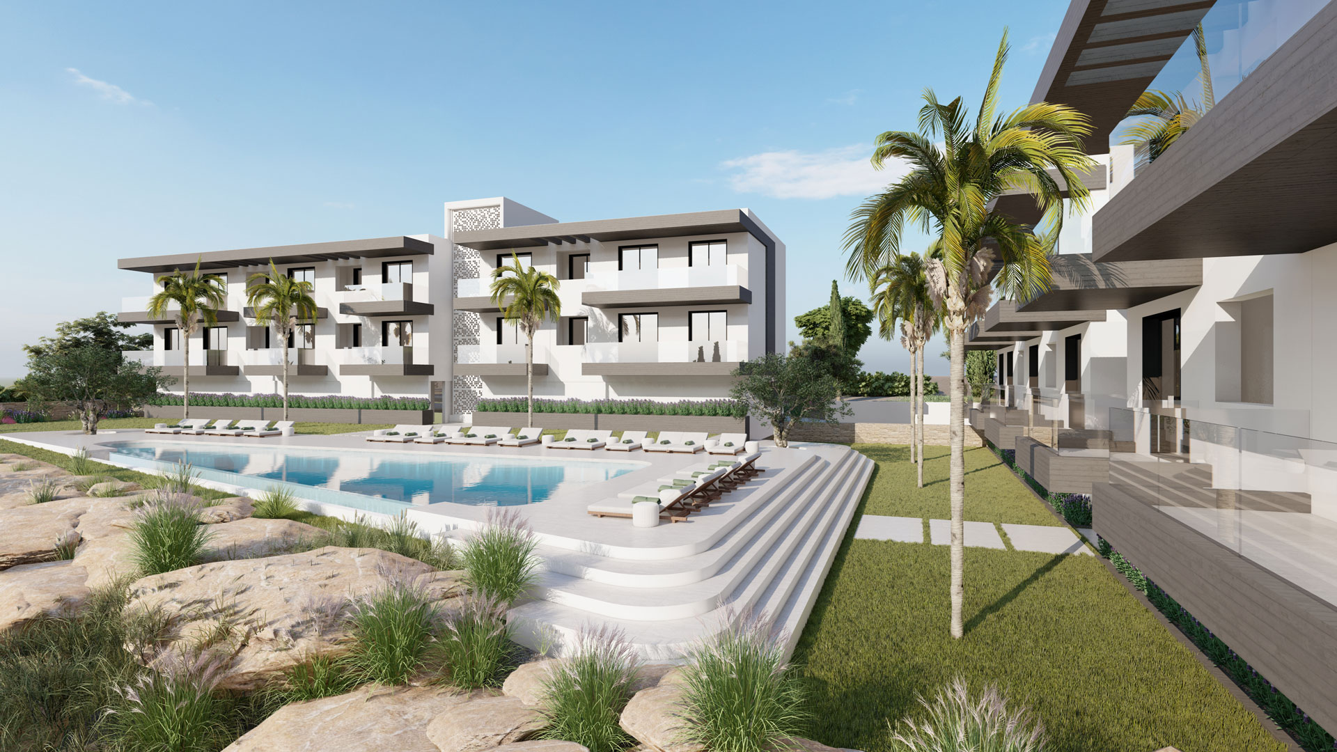 CGI Exterior of Apartments in Paphos at the Melrose Place Development by DNP Properties in Cyprus